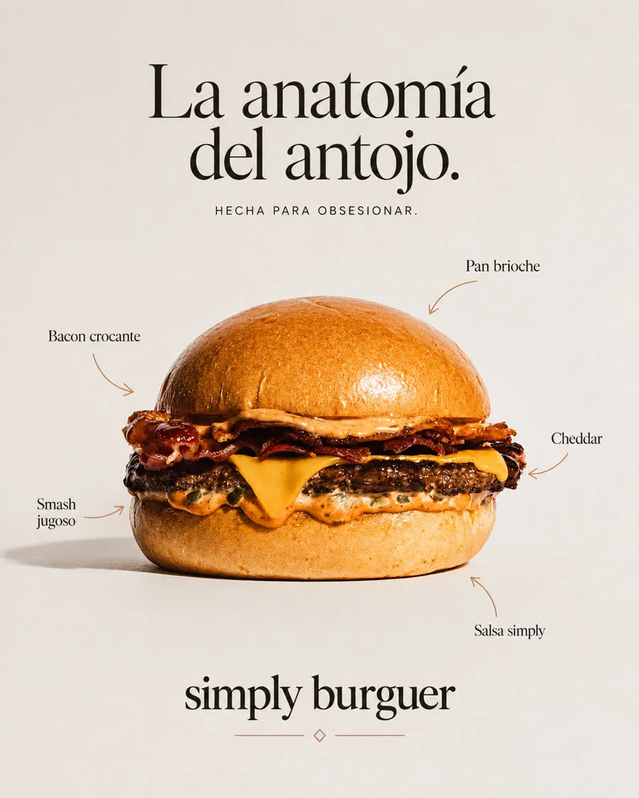 Anuncio de Simply Burguer hecho con Prompt Ads