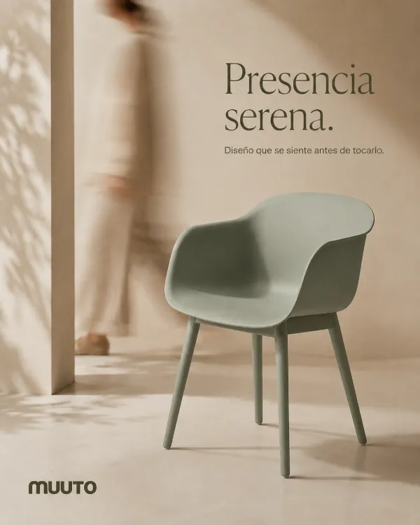 Anuncio minimalista de mobiliario, hecho con el método