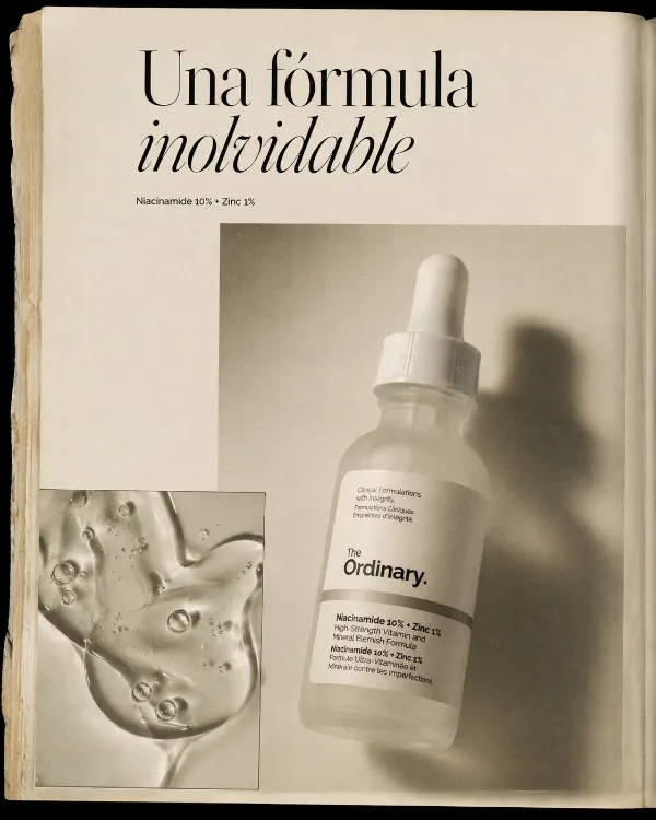 Anuncio editorial de sérum, hecho con el método