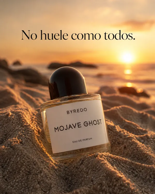 Anuncio de perfume en atardecer, hecho con el método