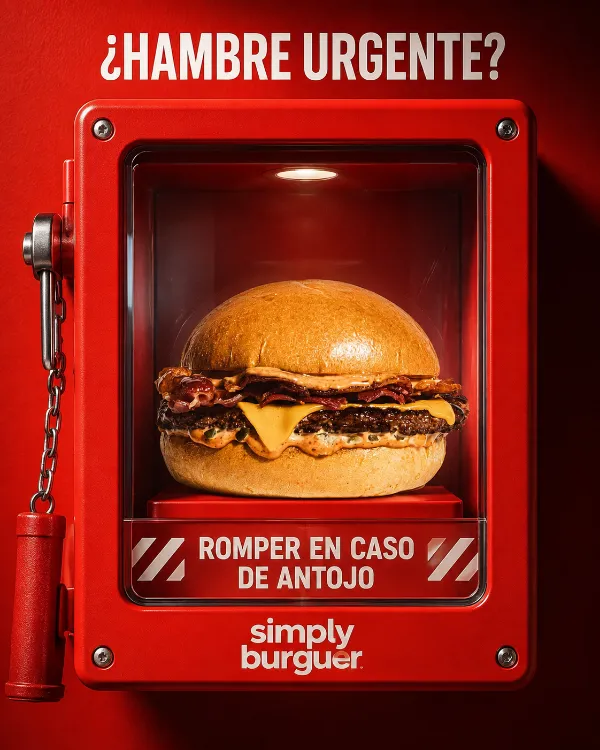 Anuncio creativo de hamburguesa, hecho con el método