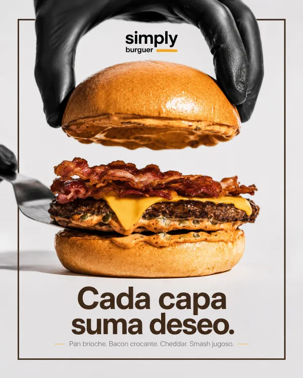 Anuncio de capas de hamburguesa, hecho con el método