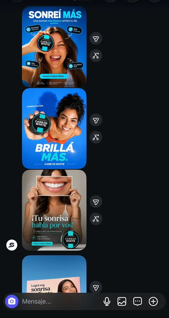 Mensaje de un cliente con los anuncios que creó con el método (9 de 10)